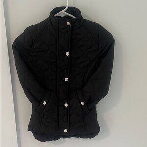 Black Quilted Jacket with Silver Buttons